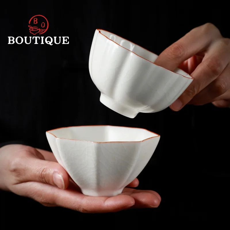 

White Porcelain Ru Kiln Opening Master Cup High-grade Dehua Mutton Fat Jade Tea Cup Can Raised Tea Cup for Ladies Personal Gifts