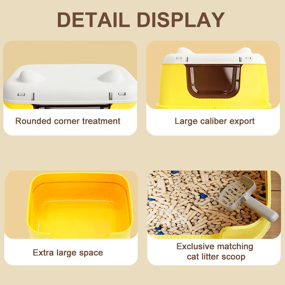 Large Cat Litter Box Enclosed Cat Toilet with Lid Cat Bedpans Kitty Litter Tray for Larger Cat Breeds Or Multiple Cat Households