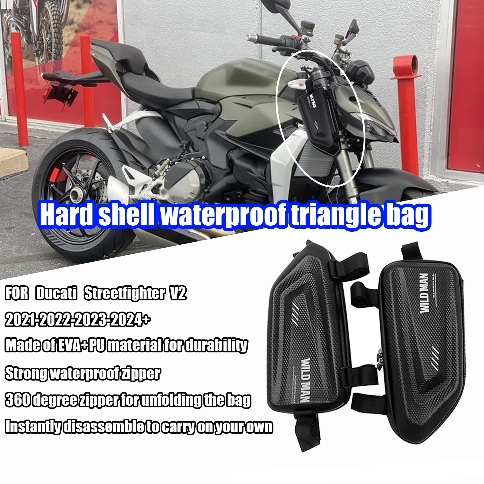 PENTRU STREETFIGHTER V2 geantă laterală modificată pentru motocicletă, geantă laterală triunghiulară impermeabilă, geantă rigidă, accesorii_voghion.com