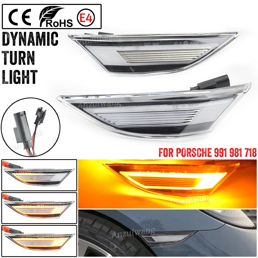 2x LED Dynamic Front Bumper Reflector Side Marker Light Turn