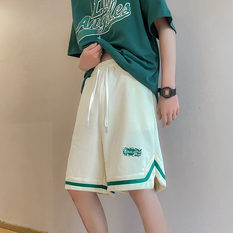 Summer Streetwear Basketball Shorts Mens Elastic Loose Shorts Oversized Hip Hop Male Calf Length Sports Walking Run Ins Shorts