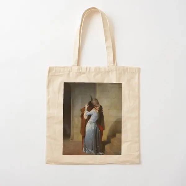 

Il Bacio The Kiss Francesco Hayez Cotton Canvas Bag Foldable Shoulder Bag Shopper Grocery Fabric Designer Women Travel Unisex