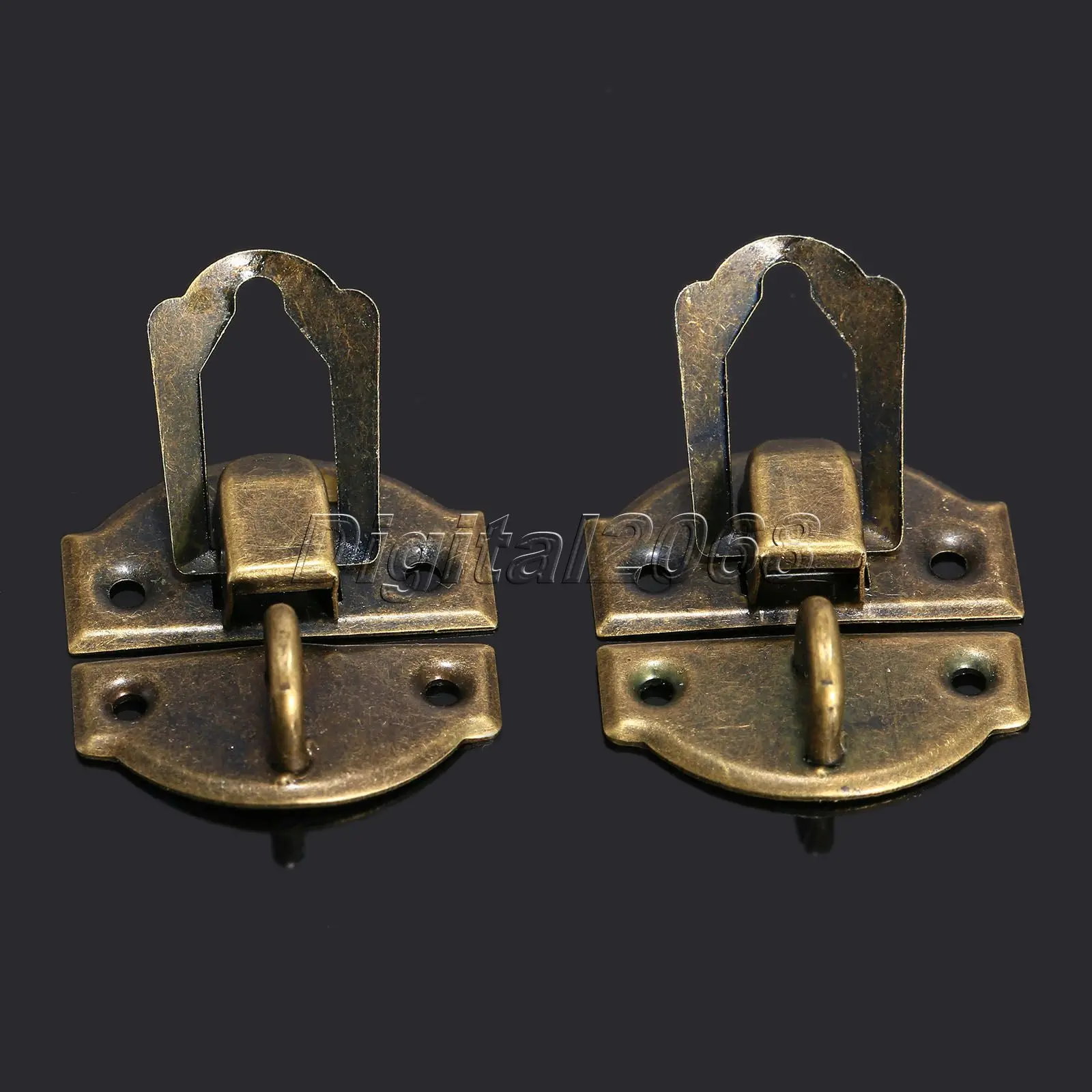 Antique Brass Decorative Hasps Jewelry Cabinet Gift Wine Wooden Box Suitcase Iron Hasp Latch Lock Hook 27x29mm 12pcs