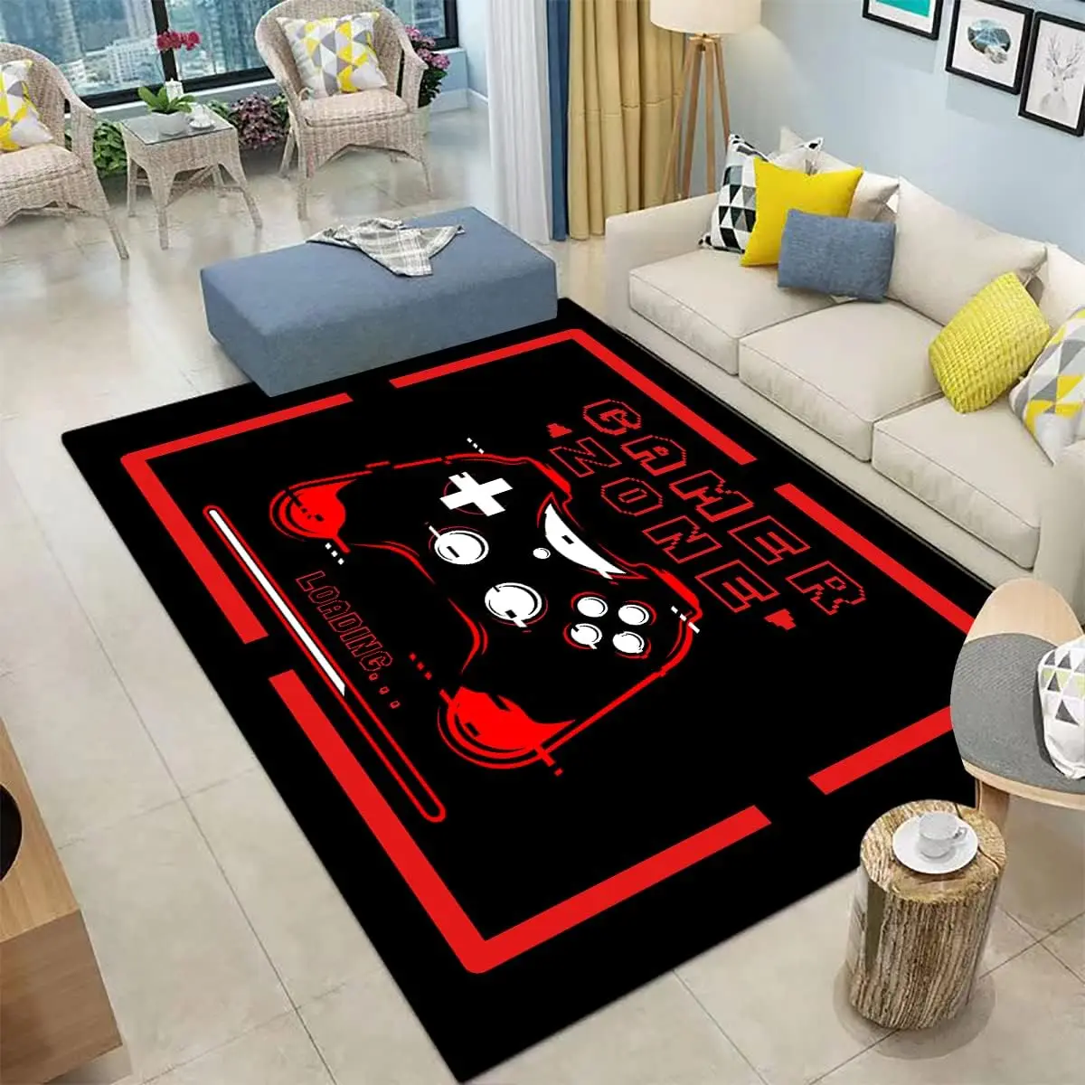 Modern Cartoon Video Game Controller Printed Carpet for Living Room Gamer Gaming Floor Mat Bedroom Bedside Sofa Table Area Rug 5