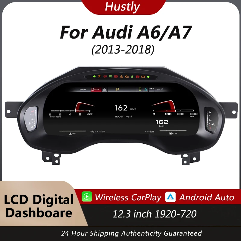 디지털 계기판 아우디 A6/A7 2013-2018 속도계 12.3인치 HD 화면 1920*720 / iOS 카플레이 / 플러그앤플레이
