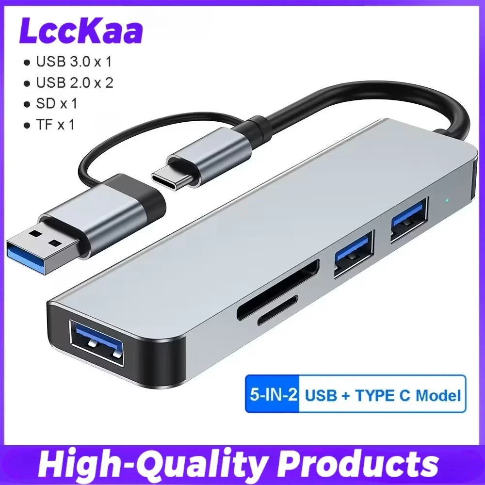 Ultra Slim USB-C Hub with 4K HDMI, Ethernet, USB 3.0, SD/TF Card Reader, and Fast Charging