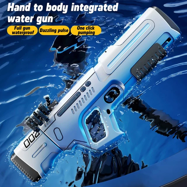 New Pulse Electric Continuous Shooting Water Gun Powerful Water Spray Light Large Capacity Self-priming Children's Summer Toy 1