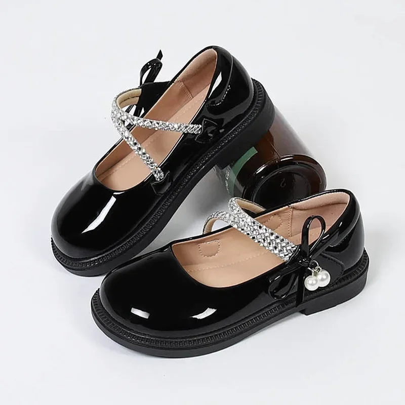 Girls Leather Wedding Shoes with Bowknot for Spring