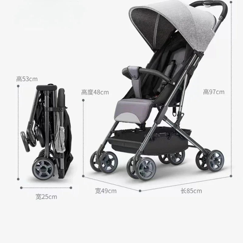 Style Baby Stroller Suitable for Travel on Airplanes, Lightweight and Foldable Baby Stroller with Sitting and Lying Function 1