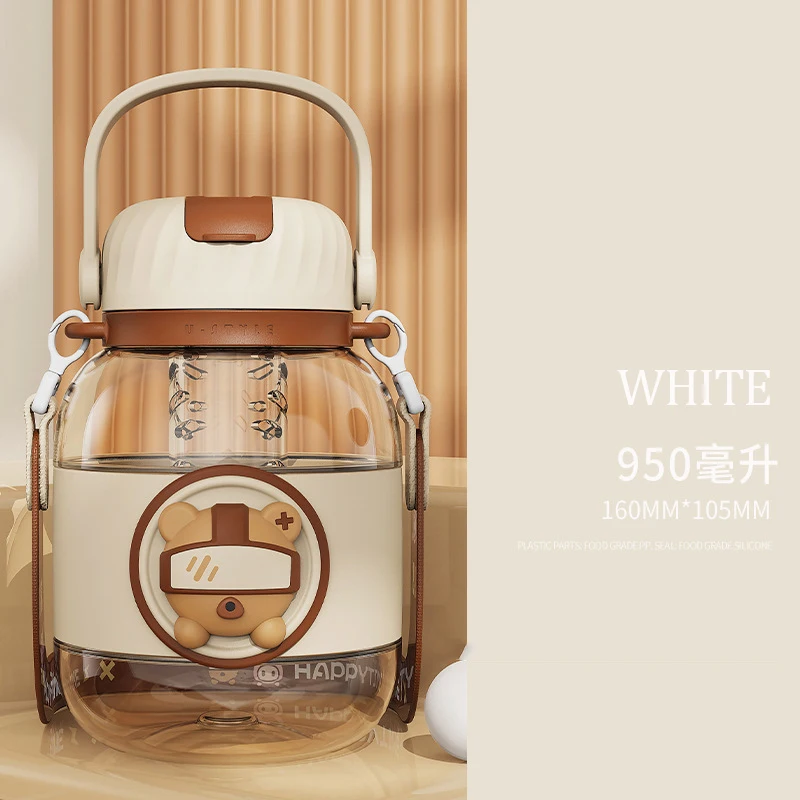 Kawaii Cute Student Children'S Water Cup Large Capacity Straw Plastic Cup Outdoor Sports Water Bottle Tons Water Bottle