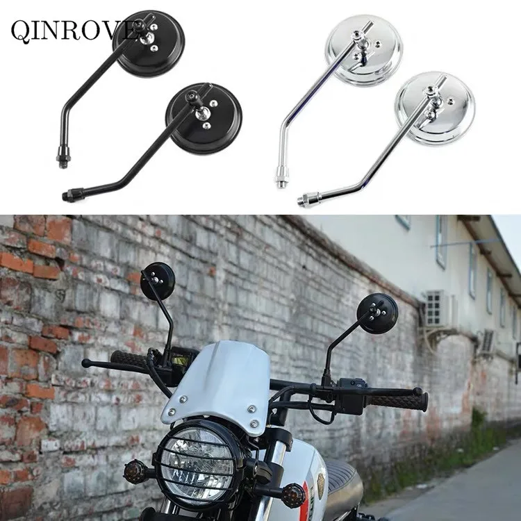 

Round 10mm Motorcycle Rearview Mirror White Len Aluminum Alloy Mirror Universal For Honda CB400 Shadow 750 CB190R Zontes Suzuki