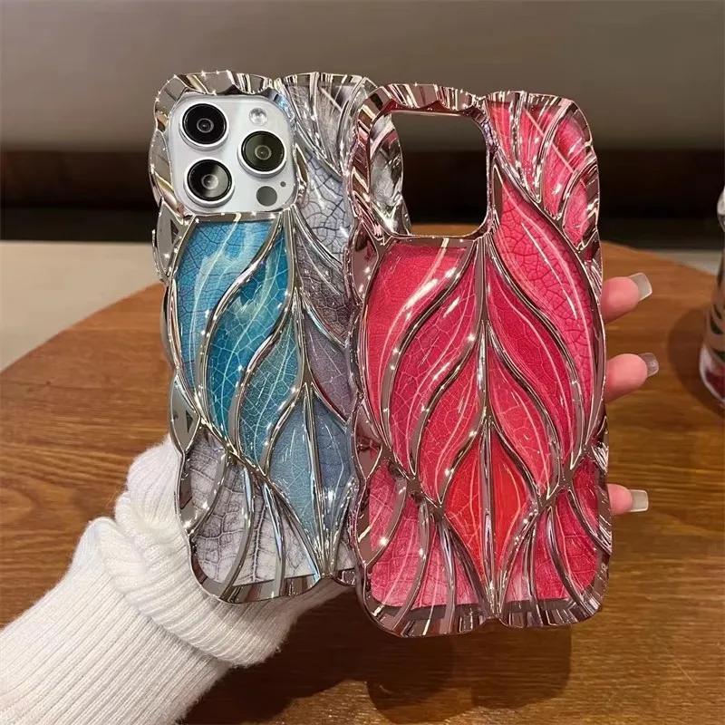 รูปสินค้า เคสซิลิโคนนุ่ม ป้องกันรอยกระแทก ลายใบไม้สีสันสดใส สำหรับ iPhone 16/17 Pro Max