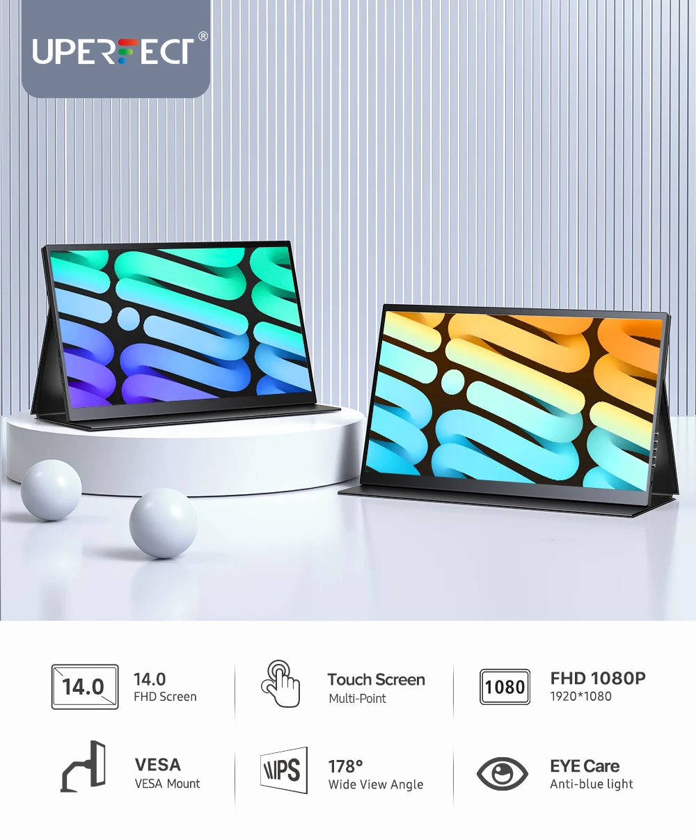 Eviciv 14.0 ġ 1080P ޴  ġ ũ ʹ IPS USB C HDMI  ° Ȩ ǽ ÷ Ʈ  PC X ڽ ġ PS   4
