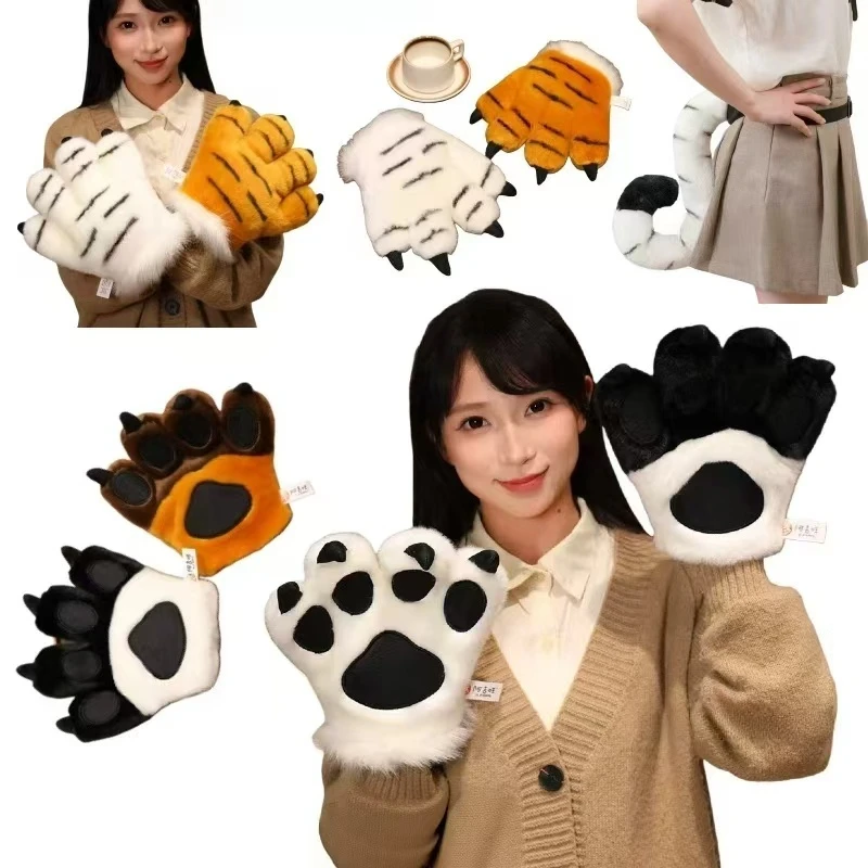 Bear Paw Gloves Soft Cute Funny Gift High Quality Home Decor for Bed Sofa Office Cushion Pillow Machine Washable Non Slip Bottom
