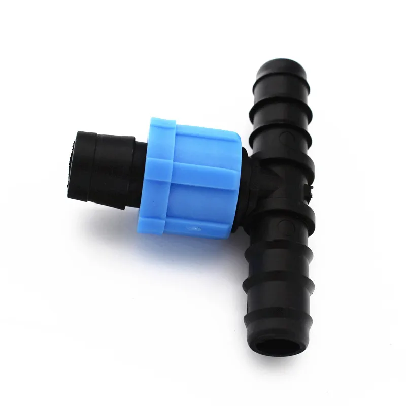 Dn17(16-17mm )Tape Tee With Two Barb For Drip Tape Greenhouse Irrigation Barb Lock Connector Drip Fittings