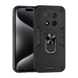 Rugged Armor Phone Case with Camera Lens Protection and Magnetic Ring Stand Holder for Magic7 Lite (HR360-Black)