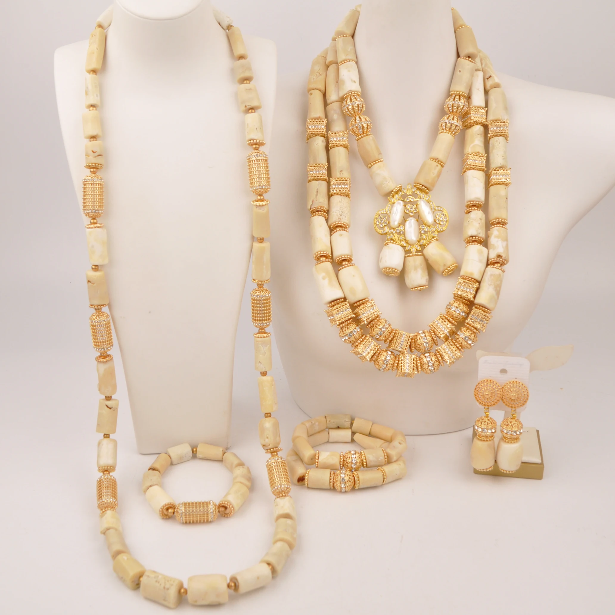 fashion-nigerian-bride-and-groom-jewelry-real-white-coral-jewelry-set