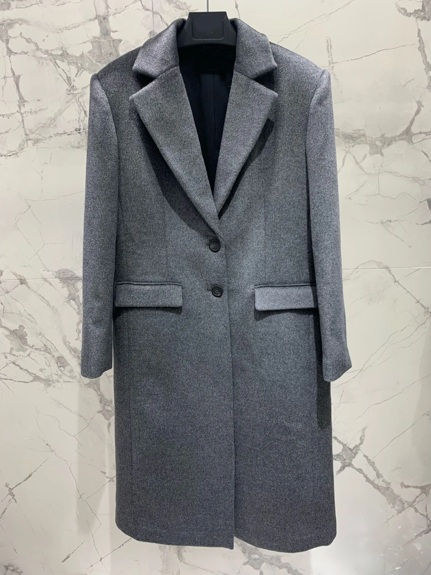 

2023 Women's Clothing High Quality Grey Wool Coat Outerwear With Flower Midi Skirt Suits Autumn Winter New 102.5