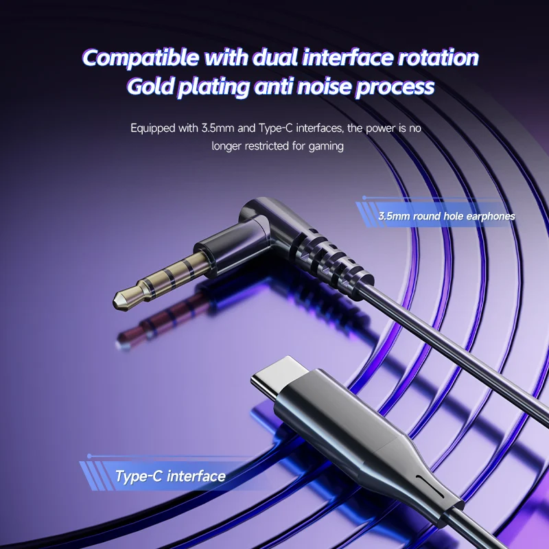 Dual Microphone HiFi Stereo In-Ear Gaming Earbuds with Type-C & 3.5mm Connectivity