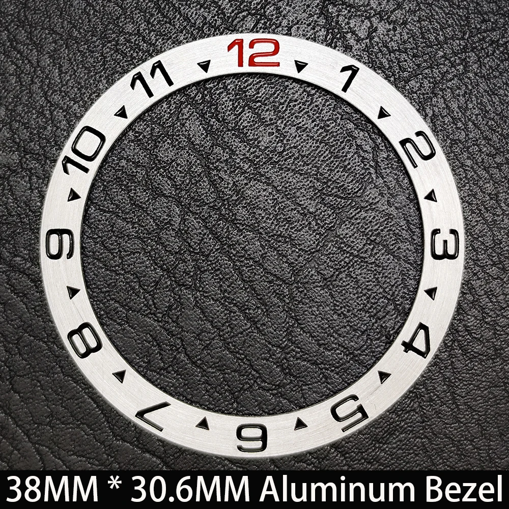 Elegant Blue Luminous Bezel GMT and Diving Watch Insert, Sloping 38mm x 30.6mm Ceramic/Aluminum