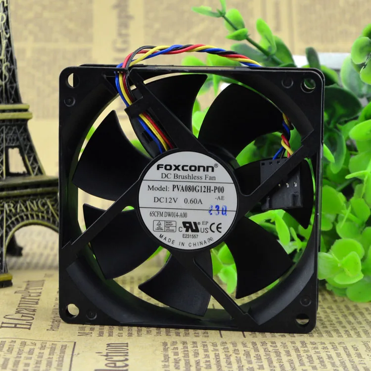 

Новинка для Foxconn PVA080G12H-P00 12V 0.60A 8CM 8025 4-проводной вентилятор