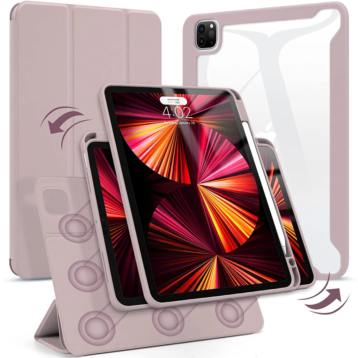 

Магнитный чехол для iPad Pro 11 Mini 6 Air 4 10,5 12,9 2021, умный чехол-книжка с держателем для карандашей, Магнитный съемный чехол
