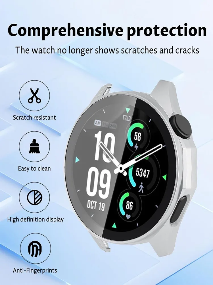 Enhanced Protective Smartwatch Shell and Screen Protector with Tempered Glass