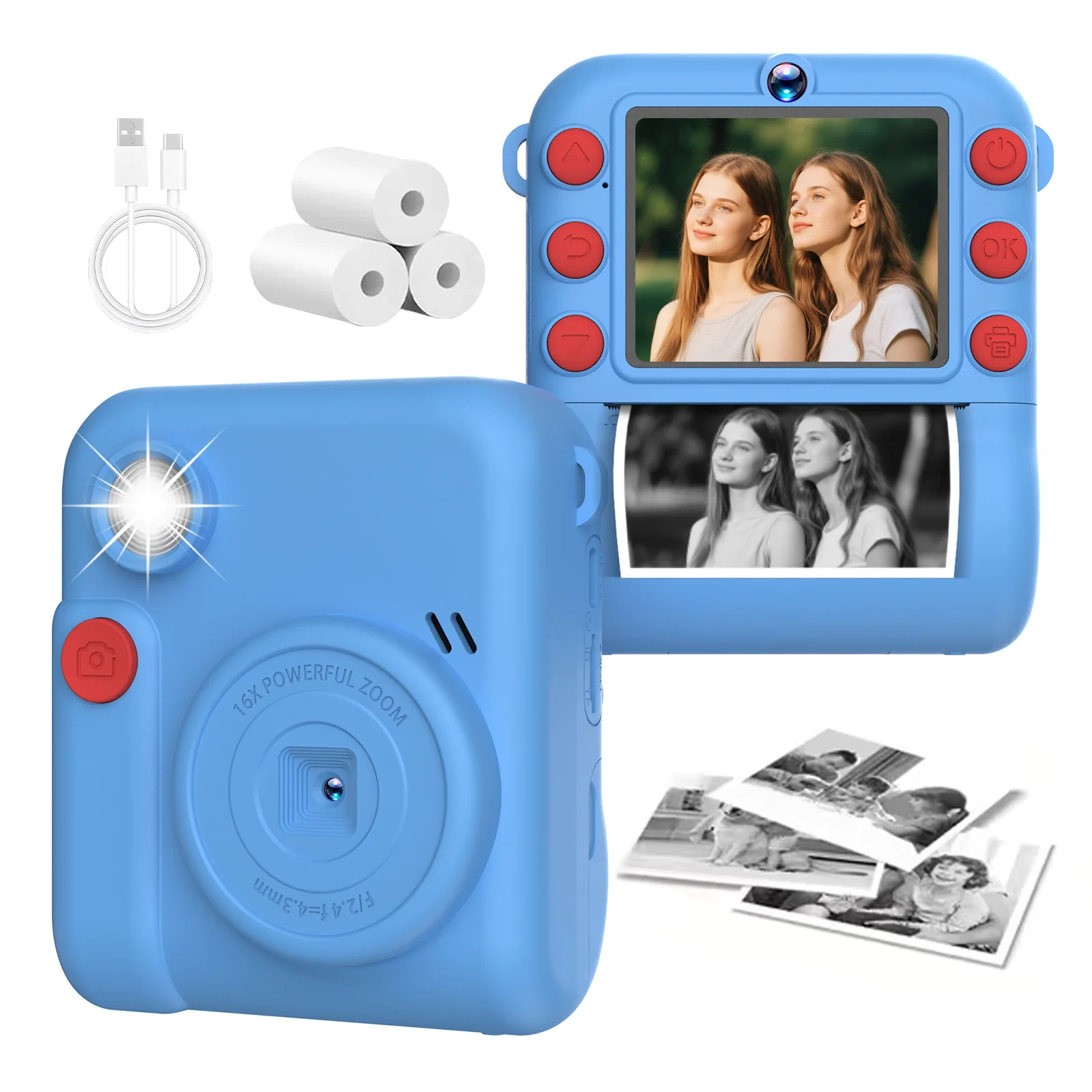 Instant Print 1080P HD Dual Lens Thermal Camera with Games