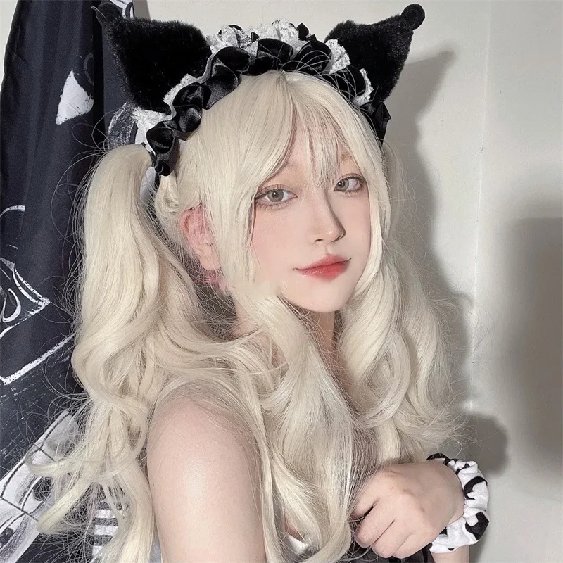 

Lolita Cat Ear Hairband Women Japanese Demon Plush Faux Fur Ears Hair Hoop Cosplay Anime Headbands Halloween Accessories