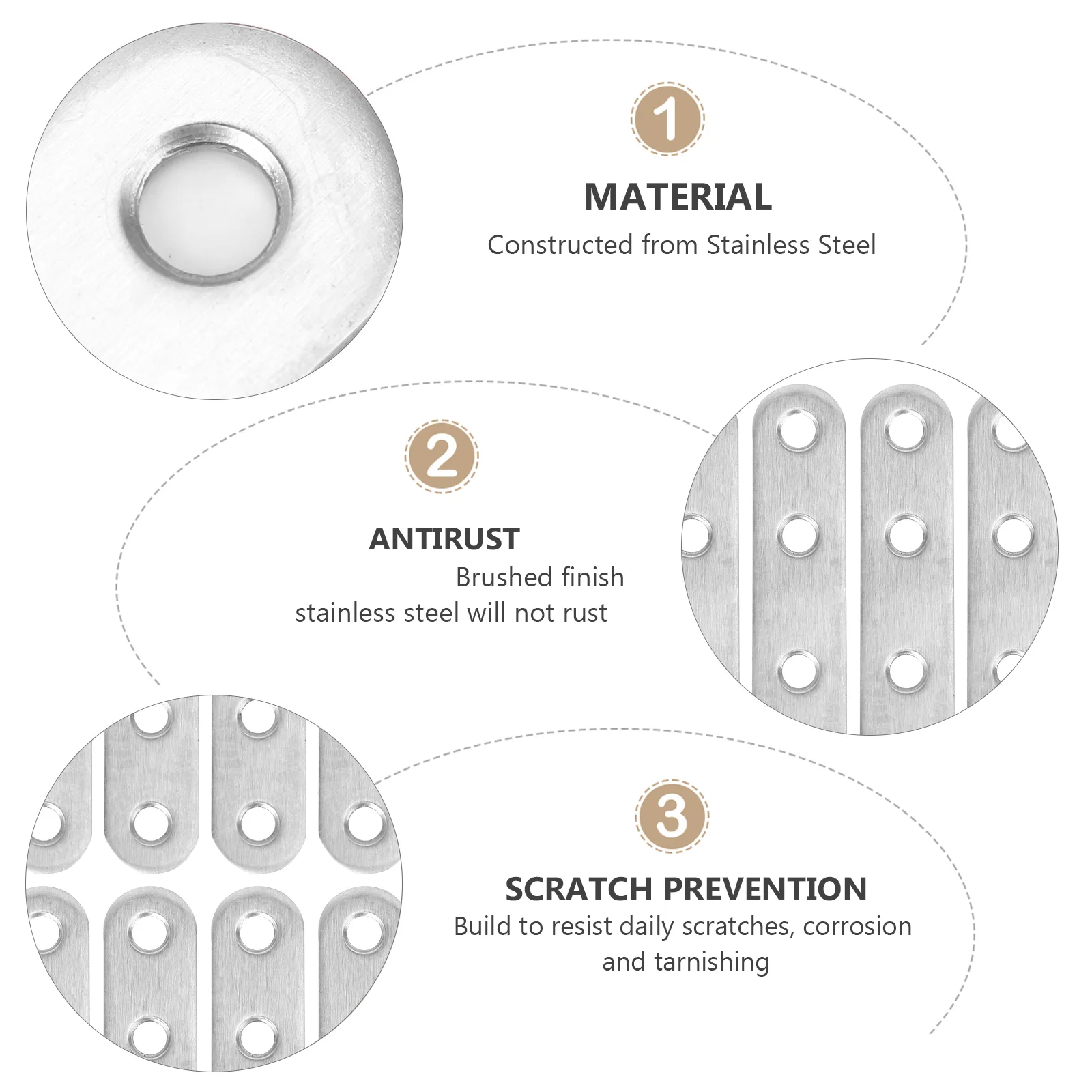Set 6 Piastre Di Giunzione In Acciaio Inox - Staffe Angolari Per Riparazione Mobili E Legno - Foto 4