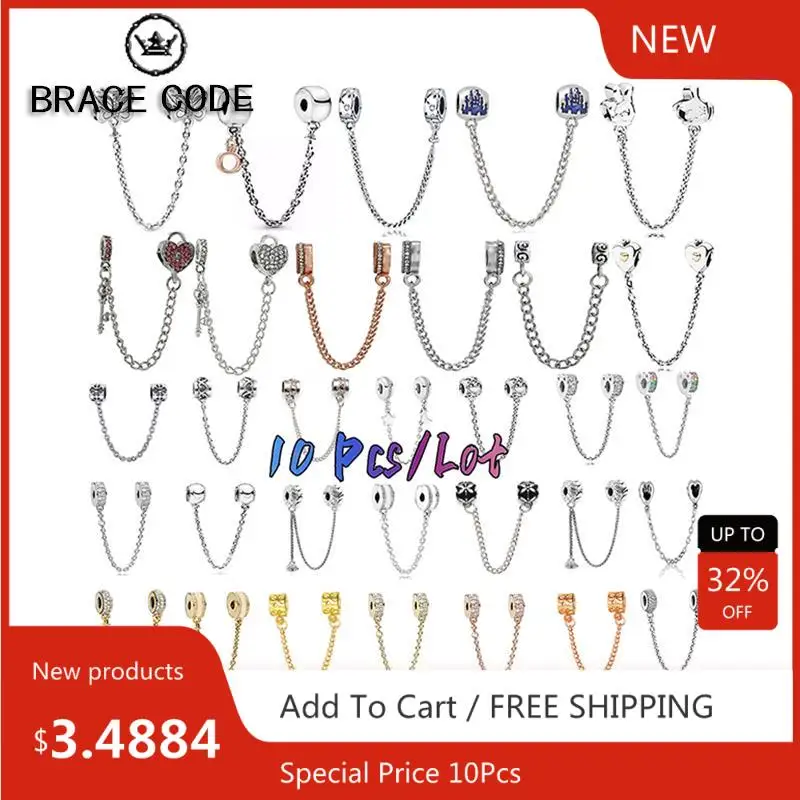 10Pcs/Lot For diy bracelet bracelet Safety chain Cartoon classic and sparkling safety chain beaded Fine Accessory Direct selling