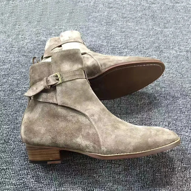 Cinto Casual de Piel Cuero Original Acabado Gamuza Color Gris - Los ALtos Boots