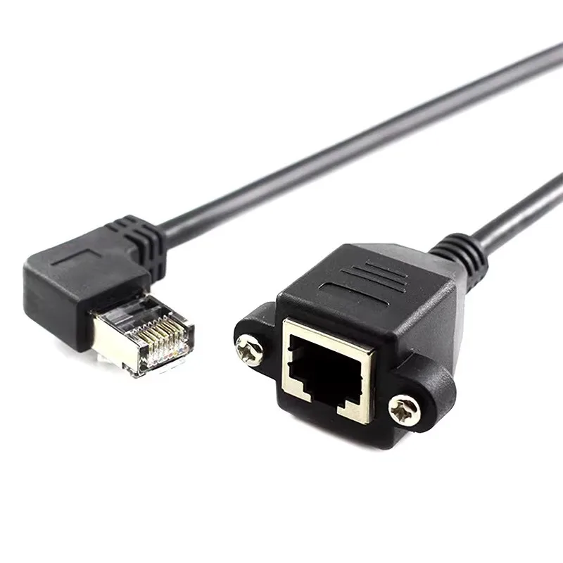 90도 RJ45 네트워크 연장 케이블 (이어 및 나사 구멍 포함, 위아래, 좌우) Cat 5 케이블 커넥터