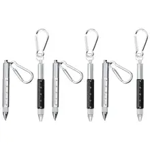 6pcs Multifunction Outdoor Tool Pens Six in One Metal Scale Pens with Carabiner