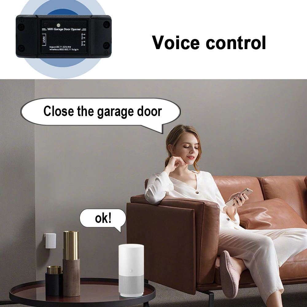 WiFi Switch Smart Garage Door Opener Gate Controller Work With