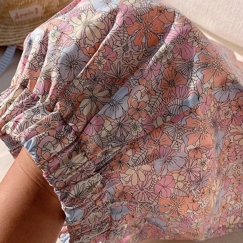 2-8T Cotton Flower Girls Pant Elegant Summer Toddler Kid Baby Girl Clothes Thin Infant Floral Pant Cute Sweet Loose Trousers