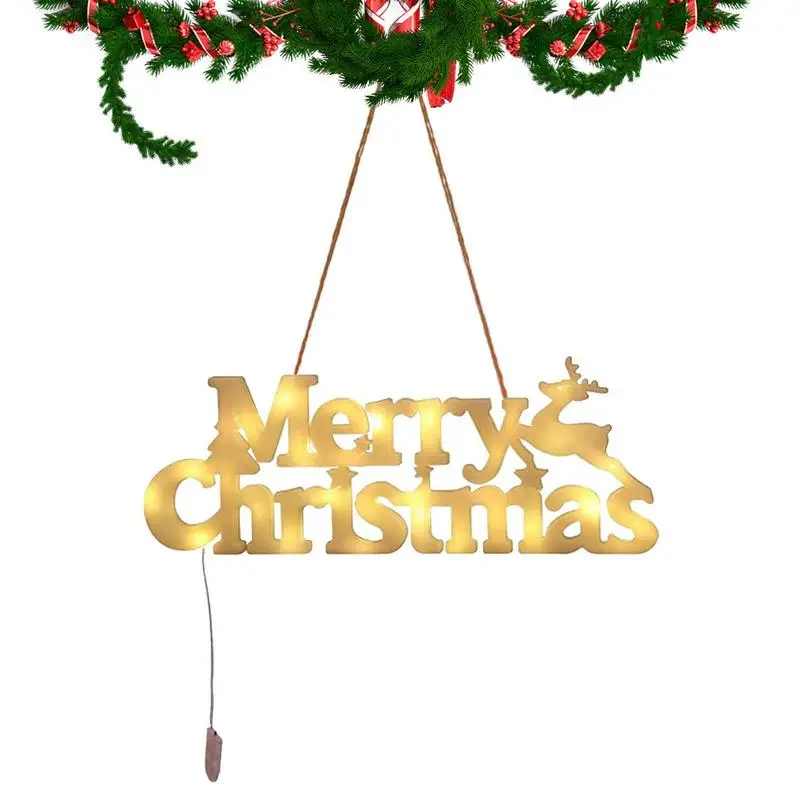 

Рождественская вывеска с огнями, работающая от батарейки, рождественские силуэты, Светильники для улицы, украшения для венка