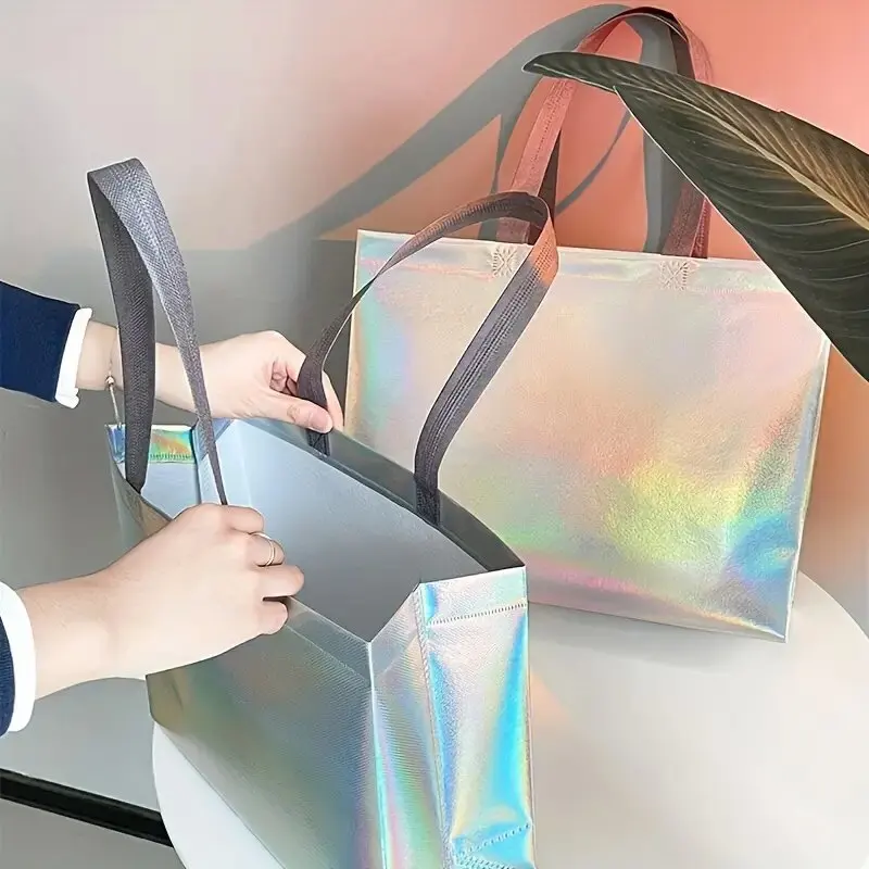 10/30PCS Laser Non-woven Gift Bags Reusable Shopping Bags Storage Suitable for Gift Parties shopping Birthdays gift bags