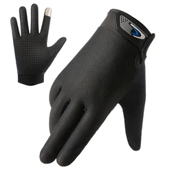 Unisex Summer Two-Finger Cut Touchscreen Gloves - Breathable & Anti-Slip Fitness and Outdoor Protection (Full black)