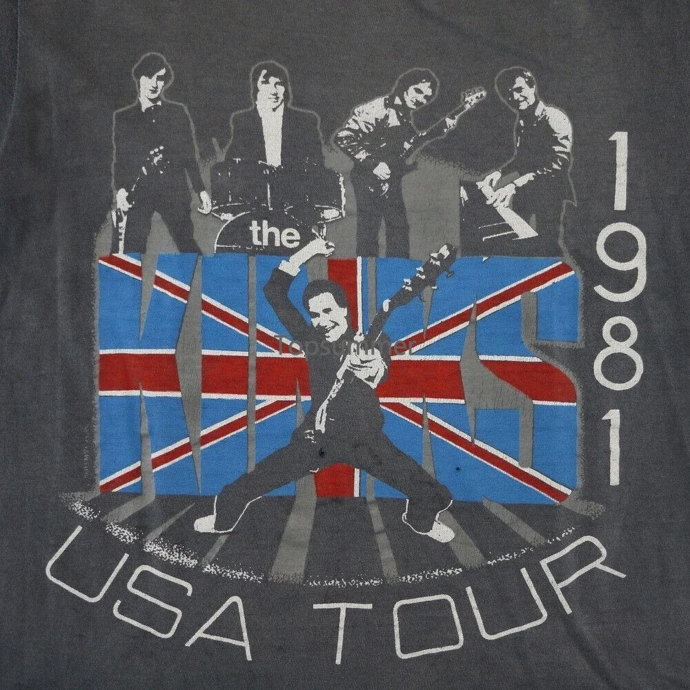 

Футболка хлопчатобумажная с надписью The Kinks Give The People What They Want Tour Ny070