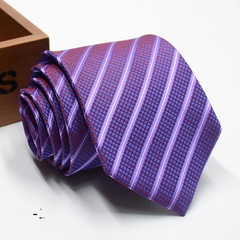 Classic Stripe Necktie - Business Formal Tie for Men 8cm Blue Black Pink Red