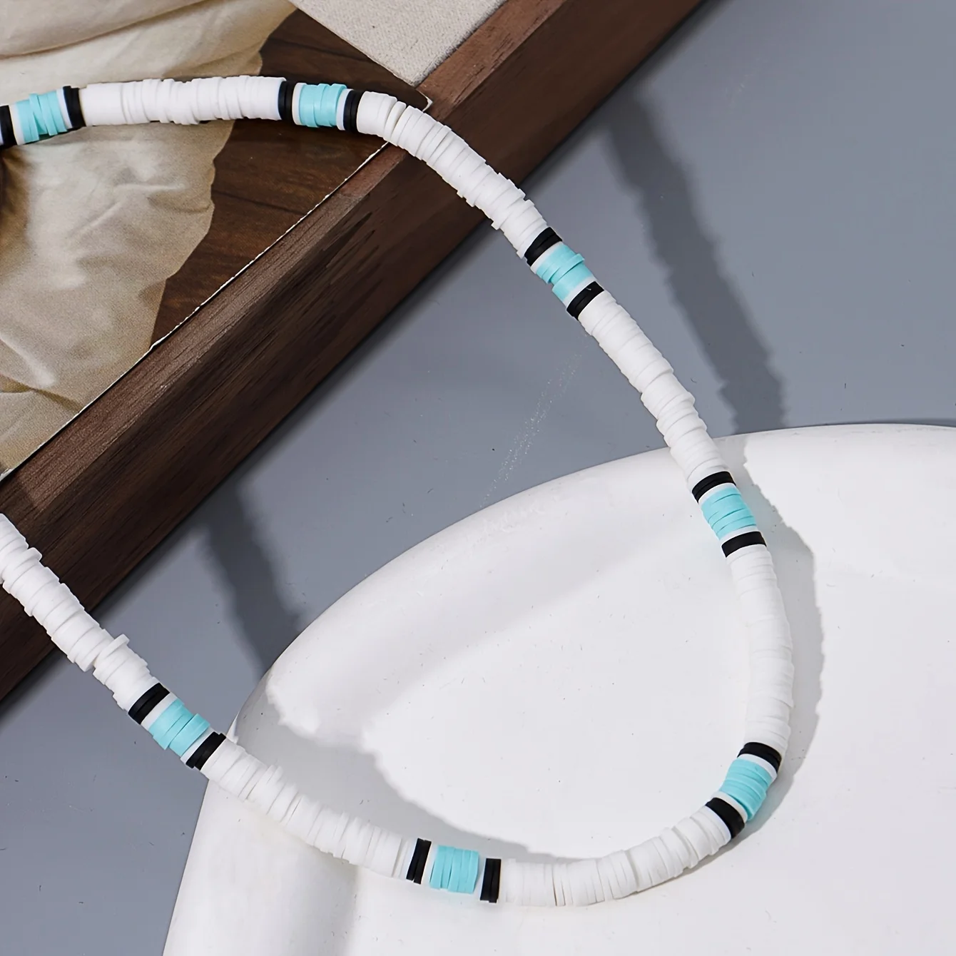 Womens Bohemian Handmade Polymer Clay Beaded Choker Necklace