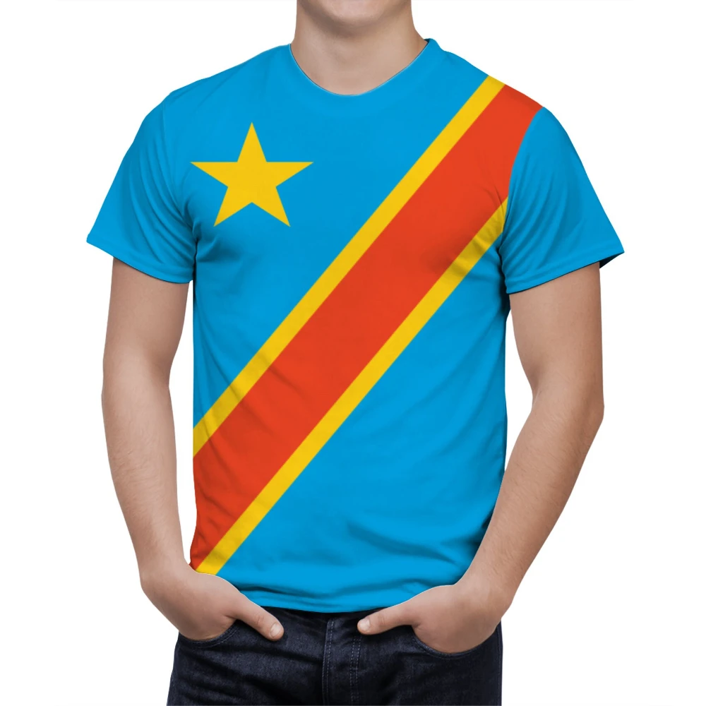 

Мужская футболка с круглым вырезом, коротким рукавом и 3D-принтом флага Конго