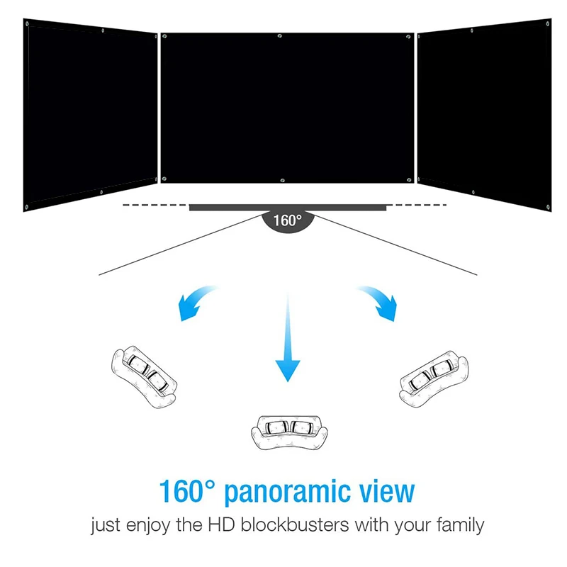 Portable Projector Screen Simple Curtain Anti-Light 60/72/84/120/150 Inch Canvas For Projector For Home Outdoor Office Projector