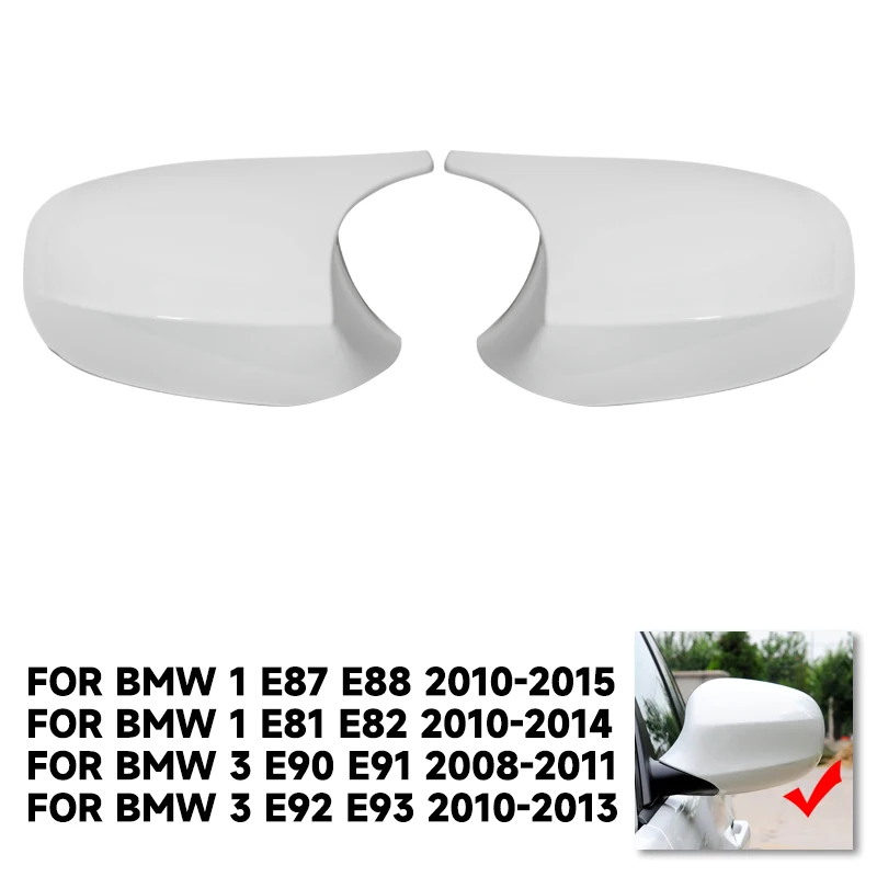 1 Pair White Replacement Rearview Side Mirror Covers Cap for BMW E90 E91 E92 E93