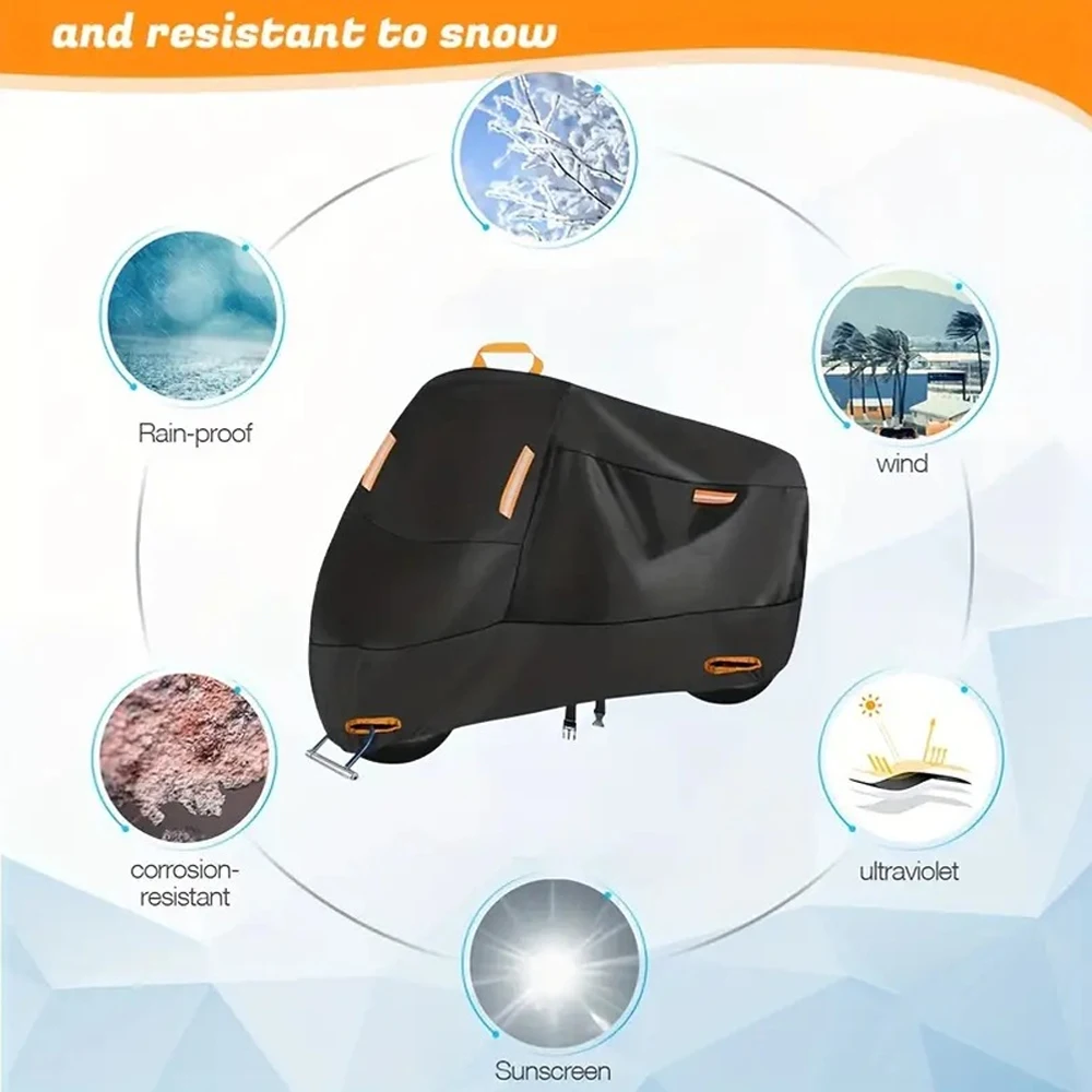 Motorcycle Cover Outdoor Waterproof 210D Thickened Polyester UV Protective for Scooters