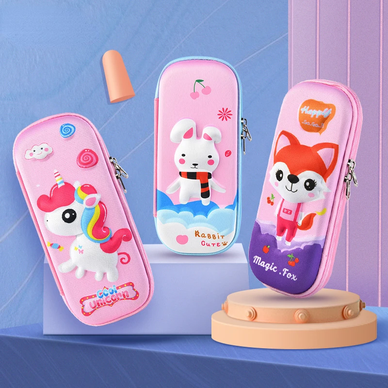 3D Color Cartoon Pencil Case Student Drop Proof Watercolor Case Little Girl Waterproof Pencil Case Children's Pencil Case