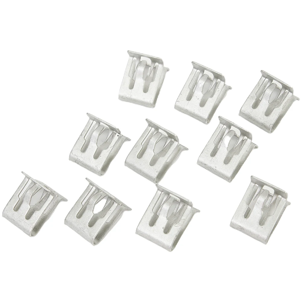

10PCS Silver Tone Metal Fastener Retainer Dash Dashboard Trim Clip High Quality For Car Truck Retainer Clip Accessories
