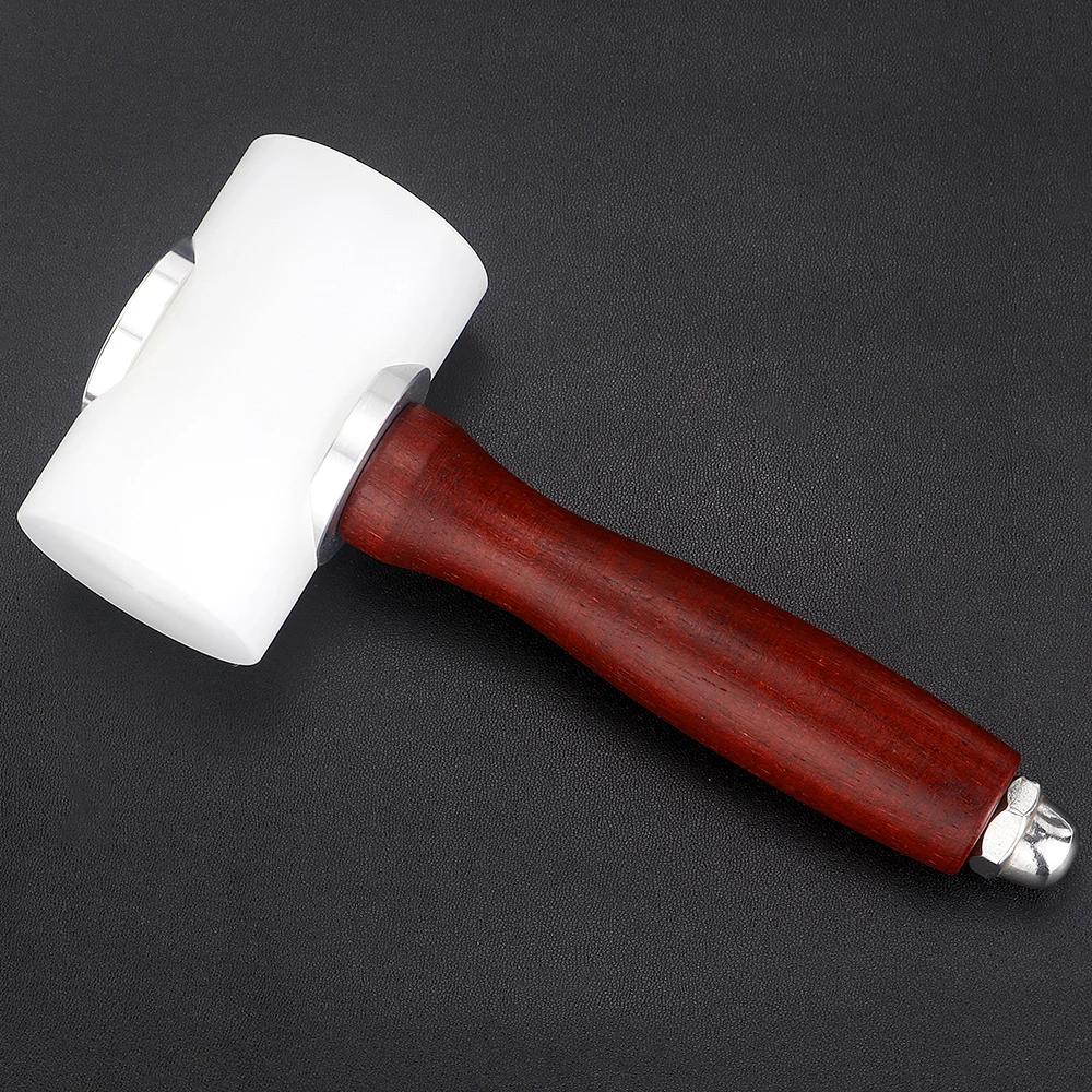 1Pcs Leather Carve Hammer Wood Handle Nylon Hammer Professional Leathercraft Punch Printing Percussion DIY Tool