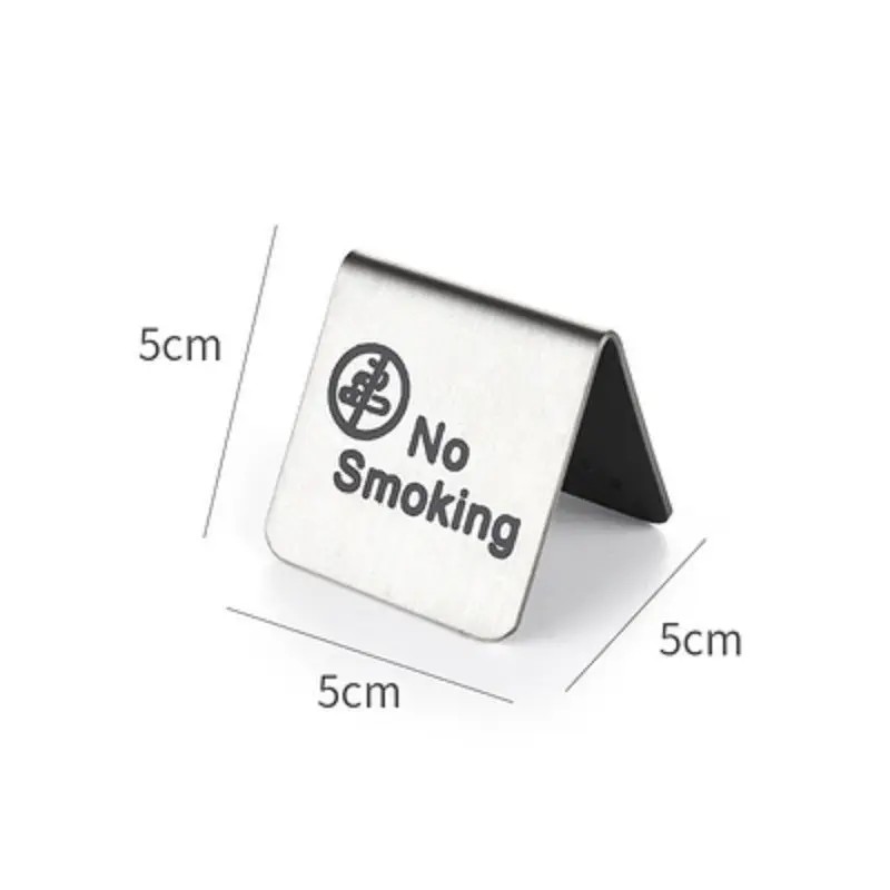 

5 Pieces Stainless Steel Table Tent No Smoking Sign Card Stand Restaurant Office Non-Smoking Notice Indicator Stand